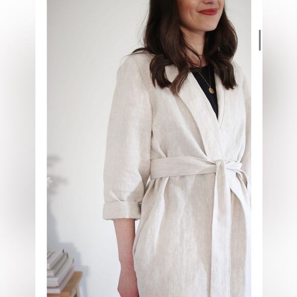 Only Child Fern Trench in Linen oatmeal neutral natural linen coat spring summer - Picture 13 of 14
